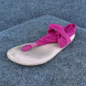 Sanuk Youth Girls Thong Shoes Pink Fabric Pull On Size 2-3 Medium